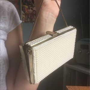 Vintage pearl-beaded clutch